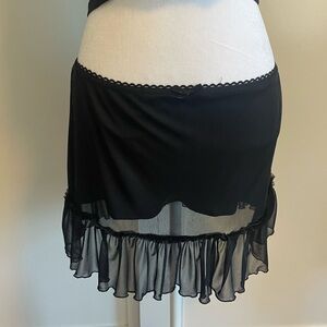 upcycled black y2k mesh layered skirt